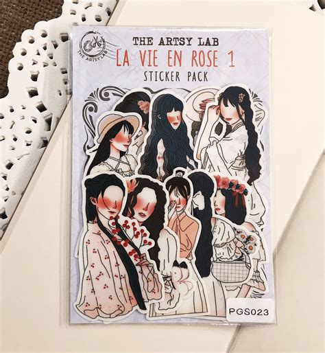 La Vie En Rose Aesthetic Cute Girl Stickers 10pcs Vintage Journal