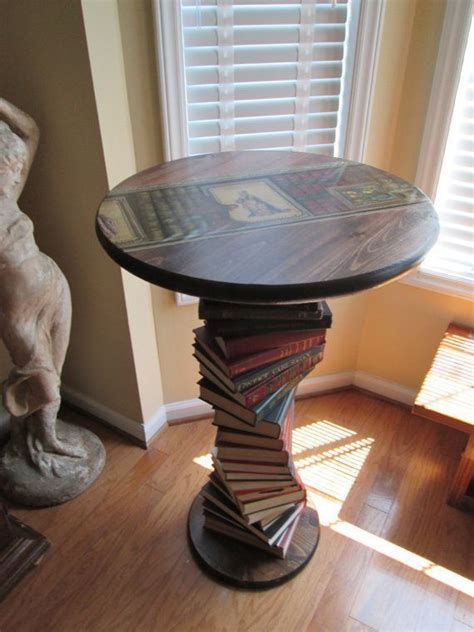Handmade Upcycled Book Table Side Table This Would Be Fun To Make For