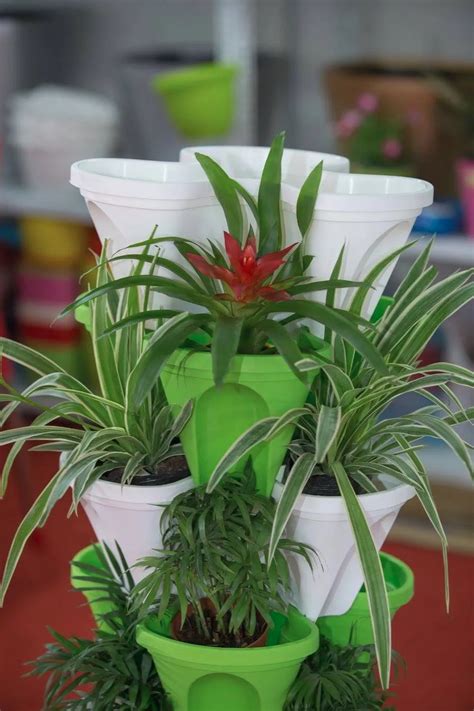 Stackable Flower Pots Tower Stacking Vertical Plastic Garden Planter Buy Self Watering Pots