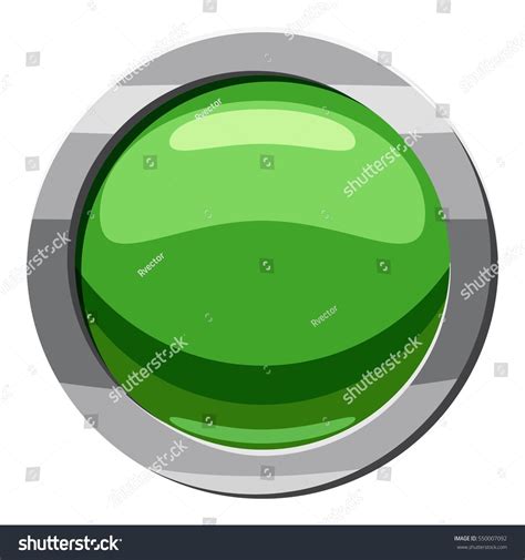 Round Green Button Icon Cartoon Illustration Stock Illustration