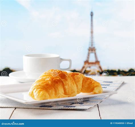 Cup of Coffee and Croissant in Paris Stock Photo - Image of restaurant ...