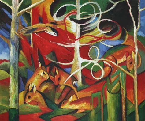 Deer In The Forest Franz Marc Painting Reproduction Franz Marc