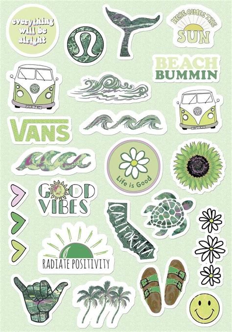 Aesthetic Green Stickers Aesthetic Stickers Cute Laptop Stickers