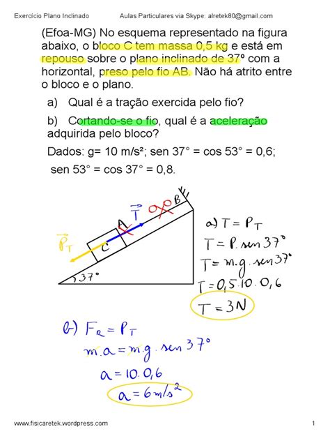 PDF Exercicios De Plano Inclinado DOKUMEN TIPS