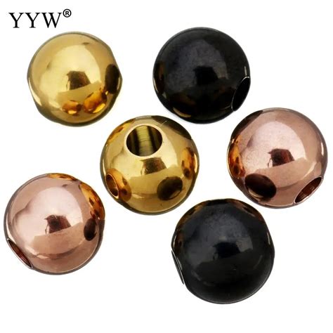 Gold 100pcslot Stainless Steel Large Hole Beads Round Plated Approx 4mm Sold By Lot 11x12x11mm