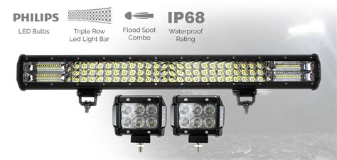 26 Led Light Bar 3 Rows Philips 2x 18w 4 Cree Elinz