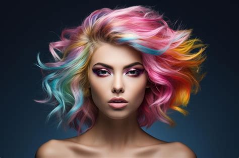 Premium Photo Female Model With Colored Hair