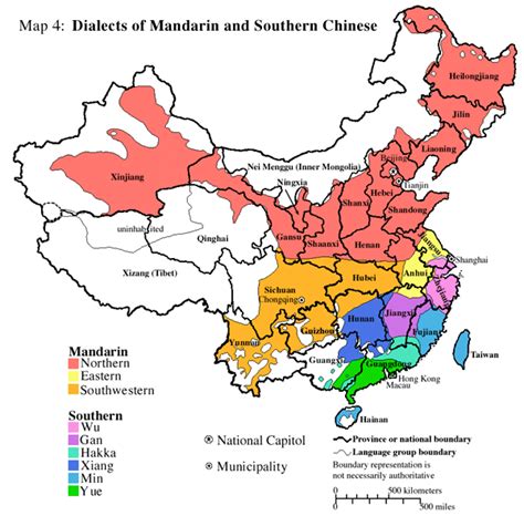 Map of the different dialects of Chinese | China map, Geography of ...