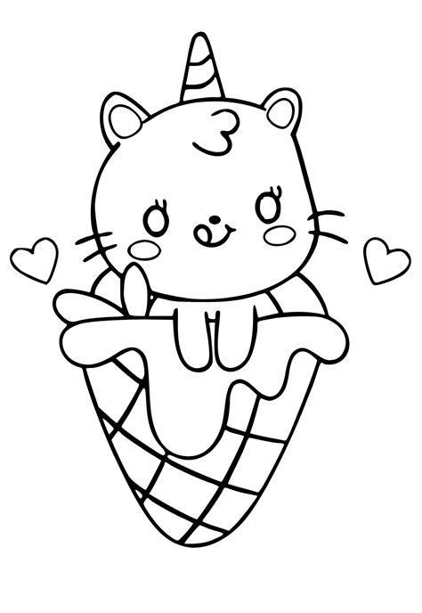 Free Printable Unicorn Cat Ice Cream Coloring Page Sheet And Picture