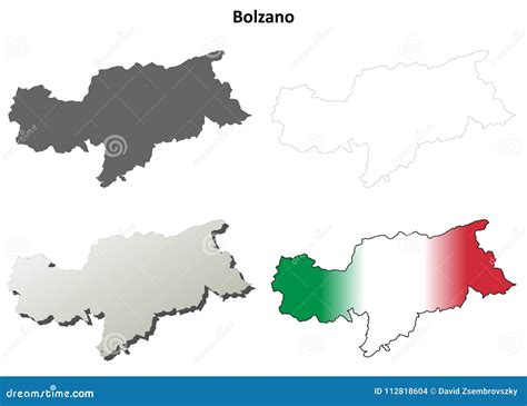 Bolzano Blank Outline Map Set Italian Version Stock Vector