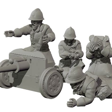 D Printable Mm French Gun With Crew French Army Ww Mm For