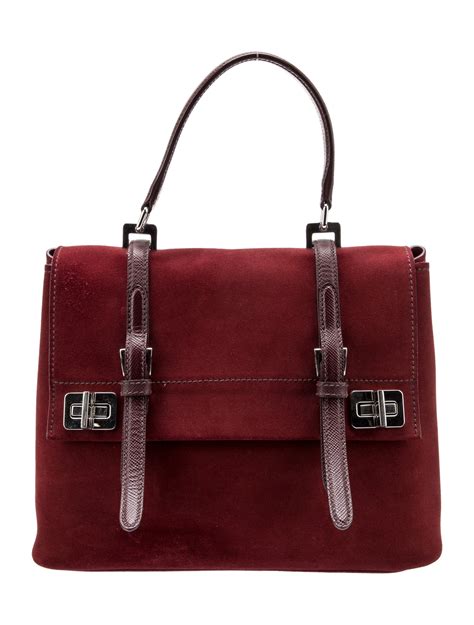 Prada Scamosciato Handle Bag Burgundy Handle Bags Handbags