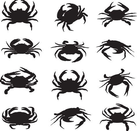 Crab Silhouette Set 15826927 Vector Art At Vecteezy