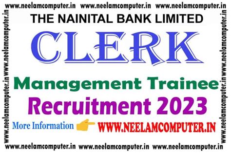 Nainital Bank Clerk Various Recruitment Neelam Computer