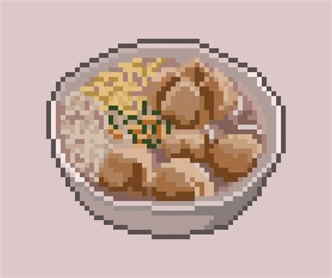 Pixel Art Boulette De Viande Dans Le Bol Vecteur Premium