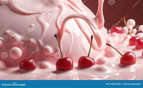 Cherry Milk Splash Background Generative Ai Generative Ai Technology