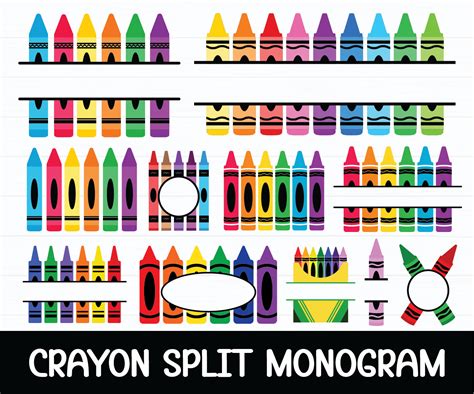 Crayon Monogram Svg Bundle Crayon Wrapper Svg Crayon Set Svg Teacher