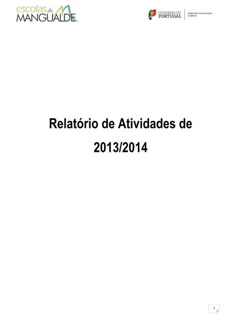 Pdf Relatório Plano De Atividades 2013 2014 Dokumentips