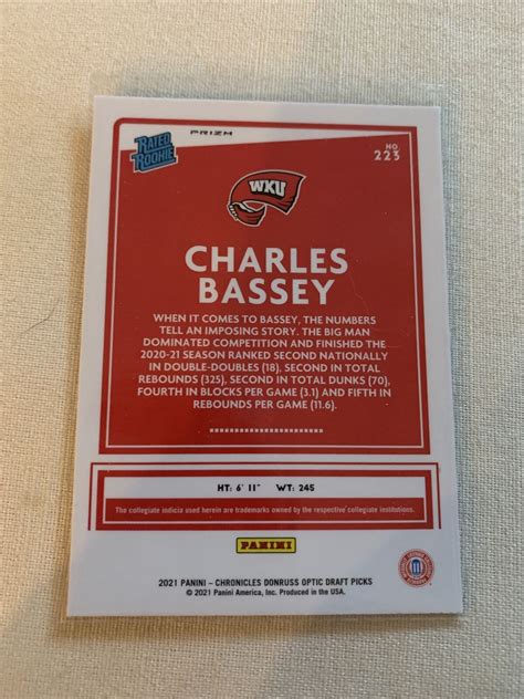 Panini Chronicles Donruss Optic Charles Bassey Black Holo Rated