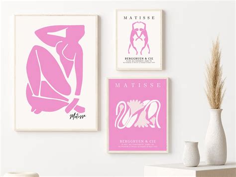 Pink Matisse Wall Art Set Of 3 Matisse Gallery Print Set Etsy