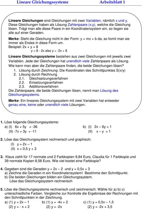 Übungsblatt zu Linare Gleichungssysteme