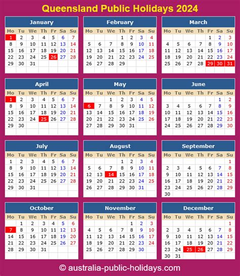 Queensland Public Holidays 2024