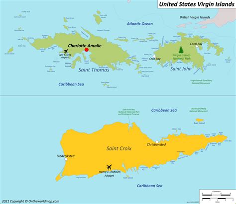 Large Detailed Political Map Of Virgin Islands With C