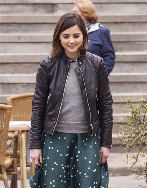 Jenna Coleman Black Leather Jacket Shearling Jacket Women Leather