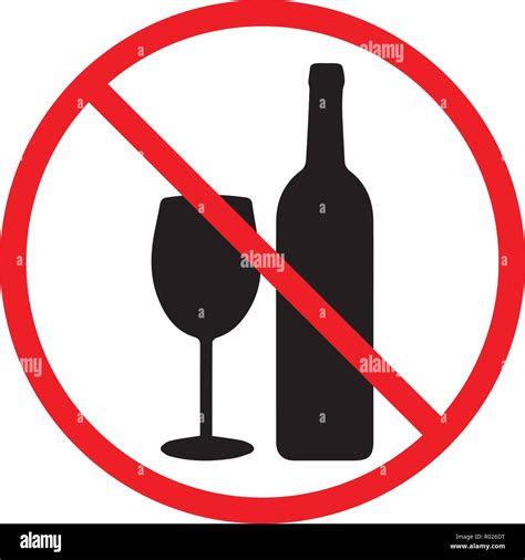 Prohibido Beber Un Vaso Y Botella De Signo De Bebidas Imagen Vector De