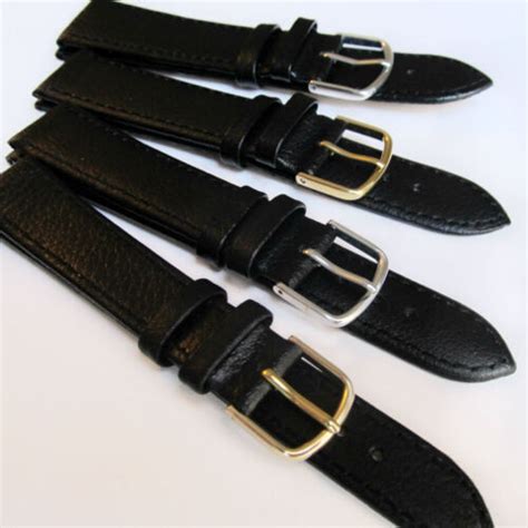 Watch Strap Black Leather Calf Grain