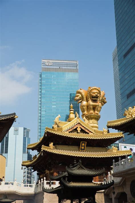 Jing`an Temple Feature in Shanghai China Editorial Image - Image of ...