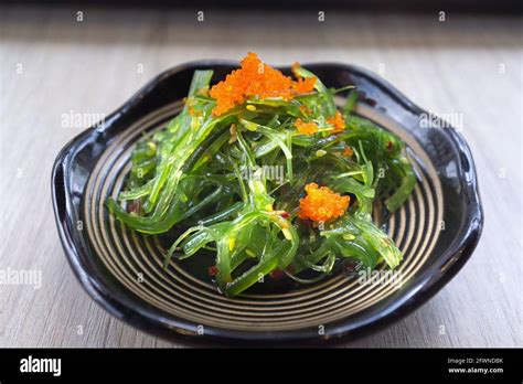 Delicious Fresh Seaweed Salad In Dish Stock Photo Alamy