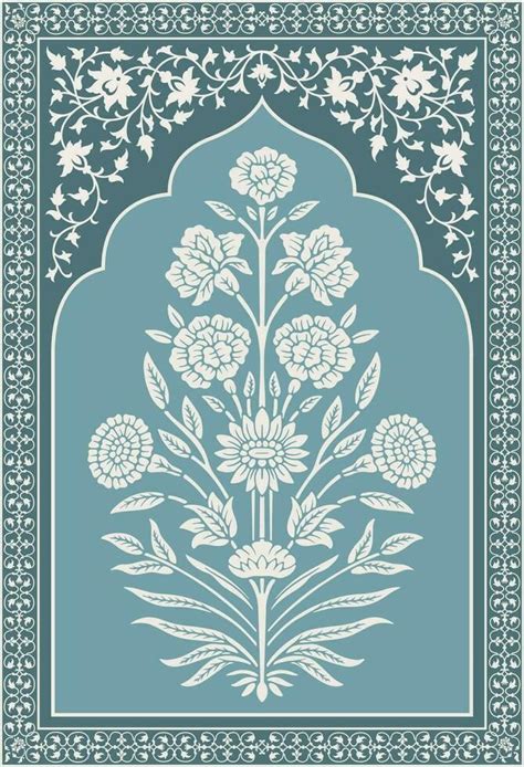 Traditional Indian Flower Motif Mughal Hand Drawn Mughal Wall