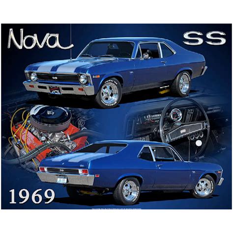 1969 Blue Nova Metallskilt Metallskiltno