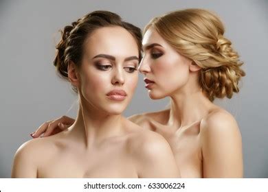 Two Pretty Girls Posing Naked Studio Stock Photo Shutterstock