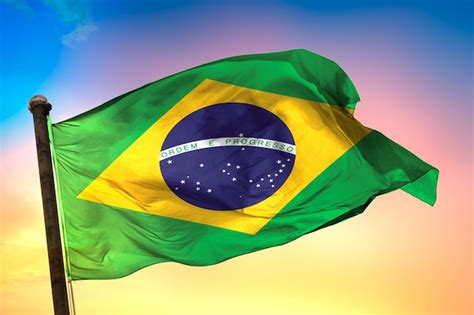 Premium Photo | Brazil country flag, 3d flag, and color background.