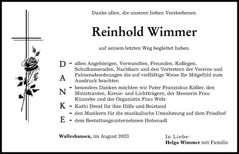 Traueranzeigen Von Reinhold Wimmer Augsburger Allgemeine Zeitung