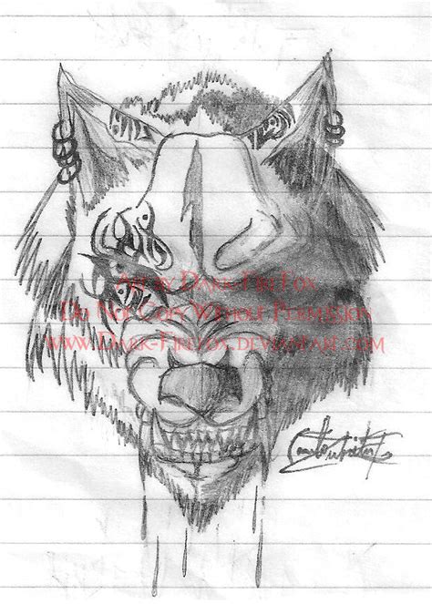 Evil Wolf Face Tattoo By Dark Firefox On Deviantart