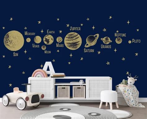 Solar System Planets Space Jupiter Earth Moon Remove Nursery Wall