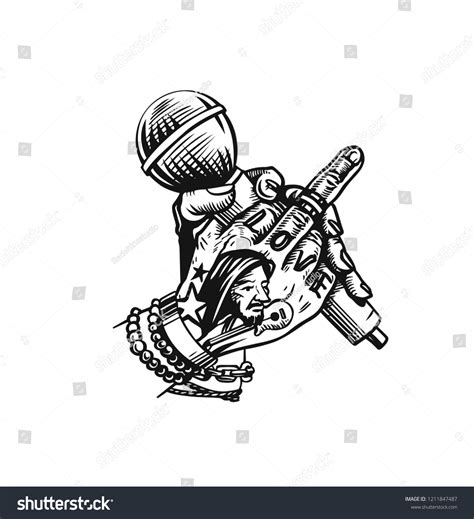 Human Hand Holding Microphone Finger Fuck Vector De Stock Libre De