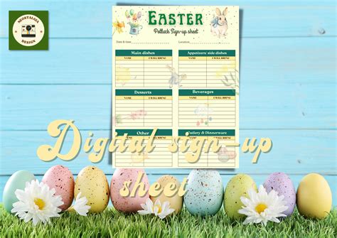 Easter Potluck Sign Up Template Canva Party Volunteer Template