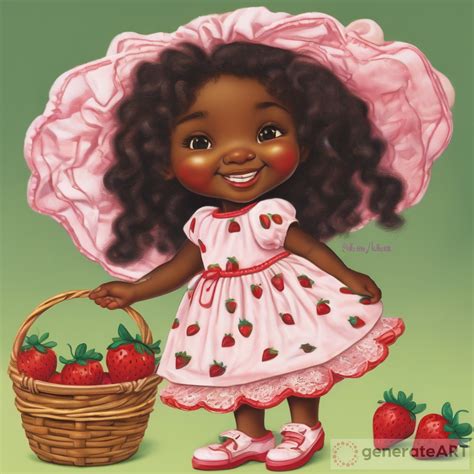 Colorful Art African American Strawberry Shortcake Girl Generateart