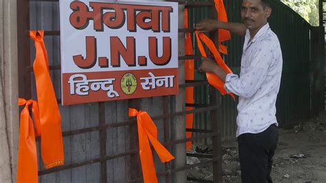 Police Question Three After ‘bhagwa Jnu Flags Put Up Outside