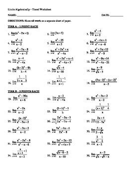 Evaluating Limits Worksheet With Answers Pdf