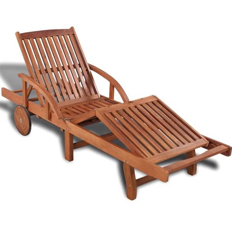 Buy Fesjoy Sun Lounger Adjustable Reclining Wooden Sunlounger Garden