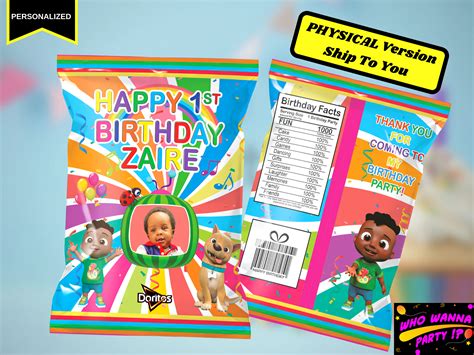 Cocomelon Cody Birthday Chip Bag Digital File Printable Off