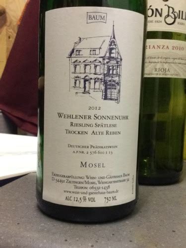 Baum Wehlener Sonnenuhr Riesling Sp Tlese Trocken Alte Reben Vivino Us