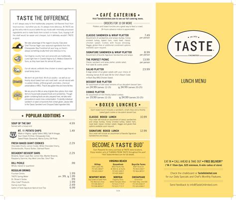 Taste Unlimited Menu Menu For Taste Unlimited Newport News Hampton