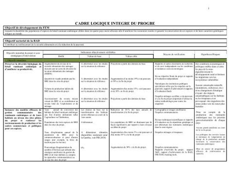 Cadre Logique Integre Du Progbe Progebe