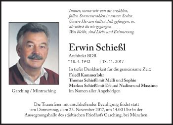 Traueranzeigen Von Erwin Schie L Sz Gedenken De